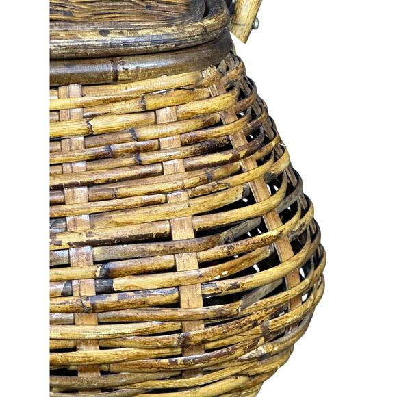Wicker Picnic Basket Double Handles Bombay Style Vintage - Picture 4 of 16